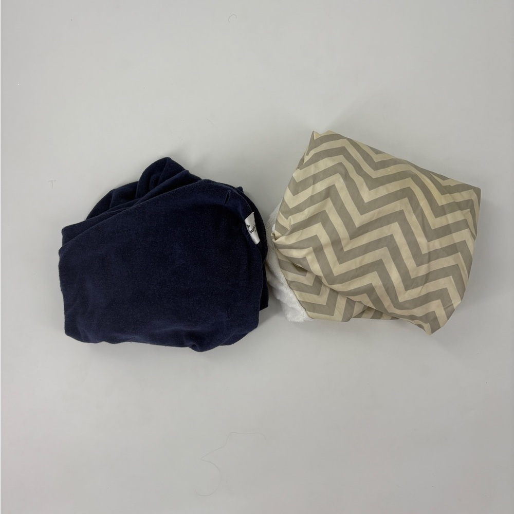 Lot of 2 Changing Pad Covers - Navy , grey/white stripes